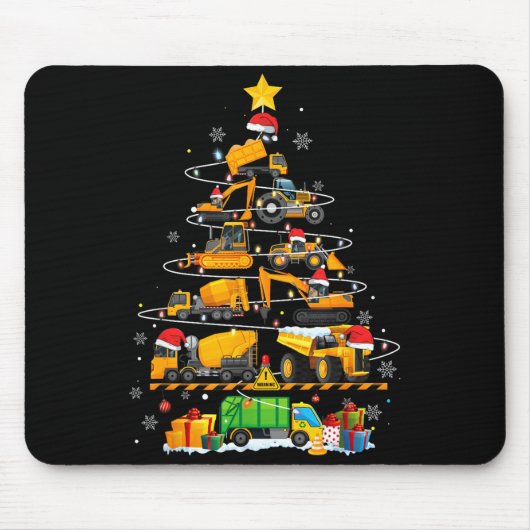 Lustiger Baubagger LKW Weihnachtsbaum Mousepad (Vorne)