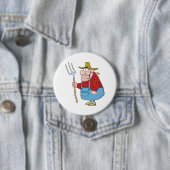 Lustiger Bauern-Heugabel-Overall und Strohhut Button (Beispiel)