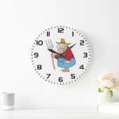 Lustiger Bauern-Heugabel-Overall und Strohhut Große Wanduhr (Zuhause)