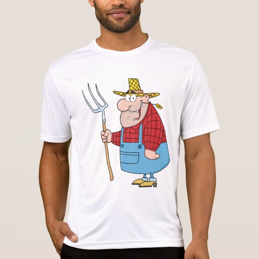 Lustiger Bauern-Heugabel-Overall und Strohhut T-Shirt (Vorderseite)