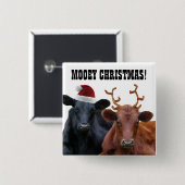 Lustiger Bauernhof Mooey Weihnachten schüchtert Button (Vorne & Hinten)