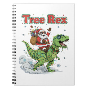 Lustiger Baum Rex Santa Reitender T-Rex Dinosaurie Notizblock
