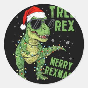 Lustiger Baum Rex Weihnachten Dinosaurier Santa Hu Runder Aufkleber