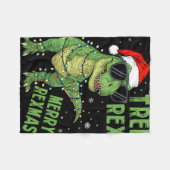 Lustiger Baum Rex Weihnachtsdinosaurier Weihnachts Fleecedecke (Vorderseite (Horizontal))