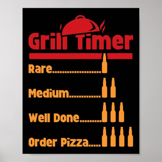 Lustiger Bbq-Bierflaschen-Grill-Timer für den Hint Poster (Vorne)