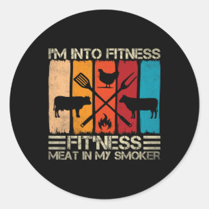 Lustiger Bbq-Fitness-Fleischraucher und Bbq-Liebha Runder Aufkleber