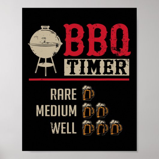 Lustiger Bbq-Fleisch-Koch-Timer-Bier-Grill-Koch Rb Poster (Vorne)