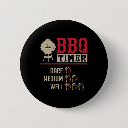 Lustiger Bbq-Fleisch-Kochzeittimer Biergrill Koch Button (Vorderseite)
