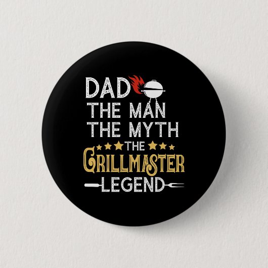 Lustiger Bbq-Grill-Vater Der Mann Der Mythos Die L Button (Vorderseite)