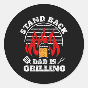 Lustiger BBQ-Raucherstand zurücktreten Papa grillt Runder Aufkleber