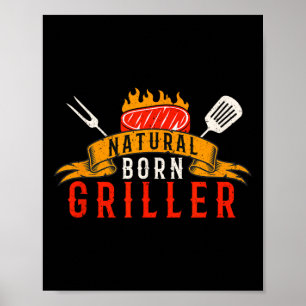 Lustiger BBQ-Spruch für Männer Natürlich geborener Poster