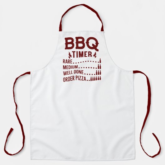 Lustiger BBQ-Timer Rot Schürze (Vorderseite)