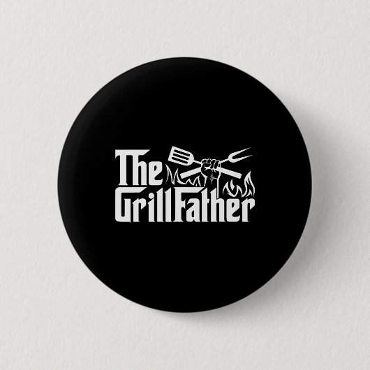 Lustiger BBQ-Vater Retro-Grill Papa Männer Vaterta Button (Vorderseite)