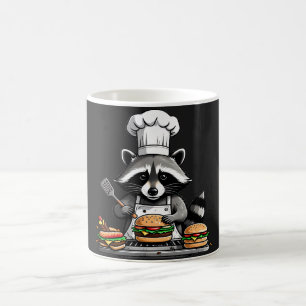Lustiger BBQ-Waschbär dreht Burger um  Kaffeetasse