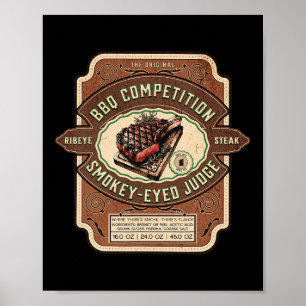 Lustiger BBQ-Wettbewerbsrichter Rib Eye Steak Rbar Poster