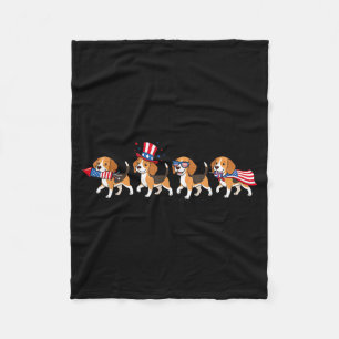 Lustiger Beagle Amerikanische USA-Flagge Memorial Fleecedecke