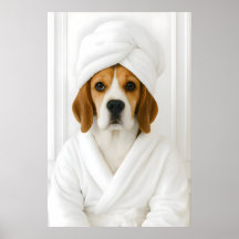 Lustiger Beagle-Badezimmerdruck, Beagle im Bademan