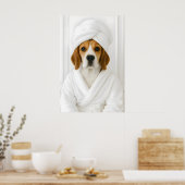 Lustiger Beagle-Badezimmerdruck, Beagle im Bademan Poster (Küche)