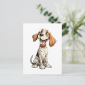 Lustiger Beagle-Cartoon Postkarte (Stehend Vorderseite)