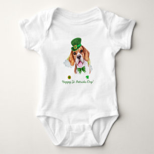 Lustiger Beagle Gold St. Patrick's Day Baby Strampler
