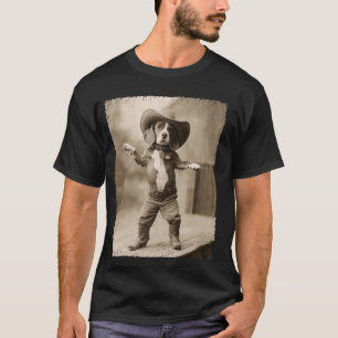 Lustiger Beagle-Hund alberner Cowboy T-Shirt