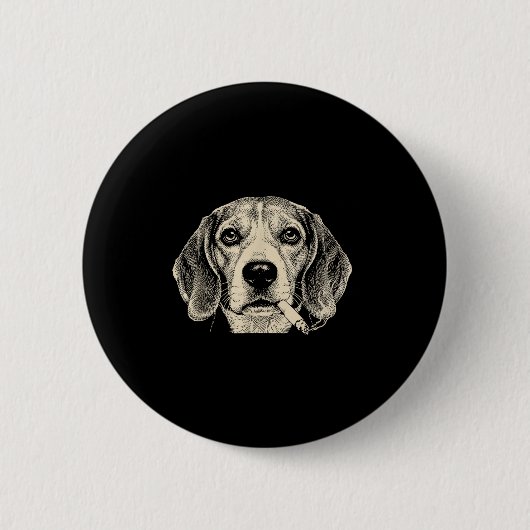 Lustiger Beagle-Meme Hund raucht Zigarette  Button (Vorderseite)