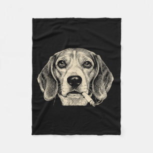 Lustiger Beagle-Meme Hund raucht Zigarette Fleecedecke