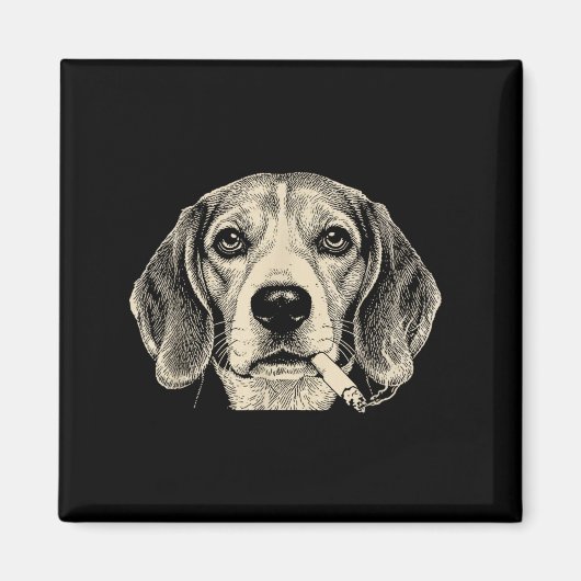 Lustiger Beagle-Meme: Hund raucht Zigarette  Magnet (Vorne)