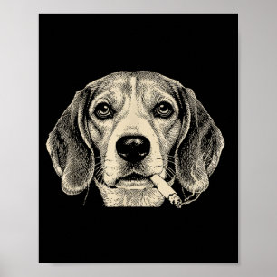 Lustiger Beagle-Meme-Hund raucht Zigarette Poster