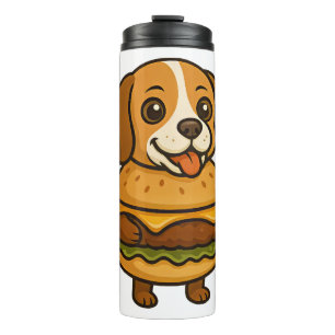 Lustiger Beagle mit Burger Lustige mythische Kreat Thermosbecher
