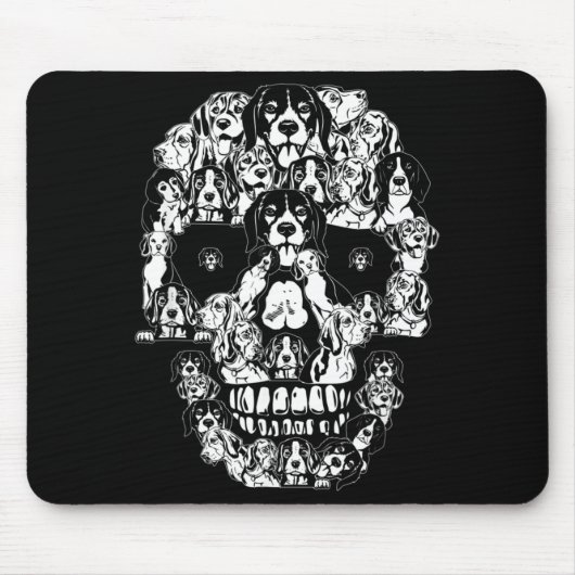 Lustiger Beagle-Schädel-Hund-Skelett-Halloween Mousepad (Vorne)