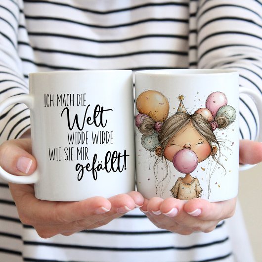 Lustiger Becher für Mädchen auf Deutsch Kaffeetasse