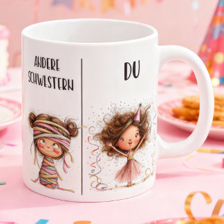 Lustiger Becher für Schwestern auf Deutsch Kaffeetasse