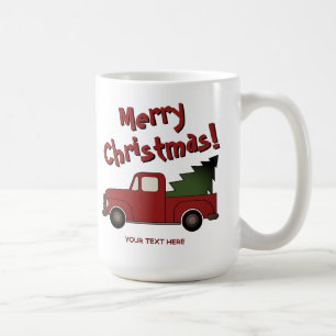 Lustiger Becher mit altem roten LKW und Weihnachts Kaffeetasse