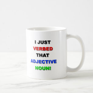 Lustiger Becher mit Verb und Substantiv Kaffeetasse