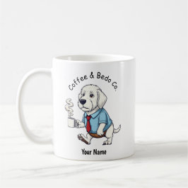 Lustiger Bedlington-Terrier-Hund im Geschäftsanzug Kaffeetasse