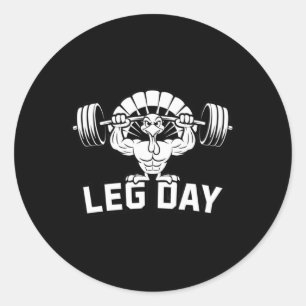 Lustiger Beintag Thanksgiving Truthahn Deadlifting Runder Aufkleber