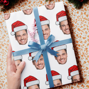 Lustiger benutzerdefinierter Gesichtsfoto Weihnach Geschenkpapier