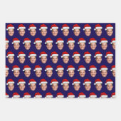 Lustiger benutzerdefinierter Gesichtsfoto Weihnach Geschenkpapier Set (Vorderseite 3)