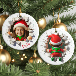 Lustiger benutzerdefinierter Gesichtsfoto-Weihnach Keramik Ornament