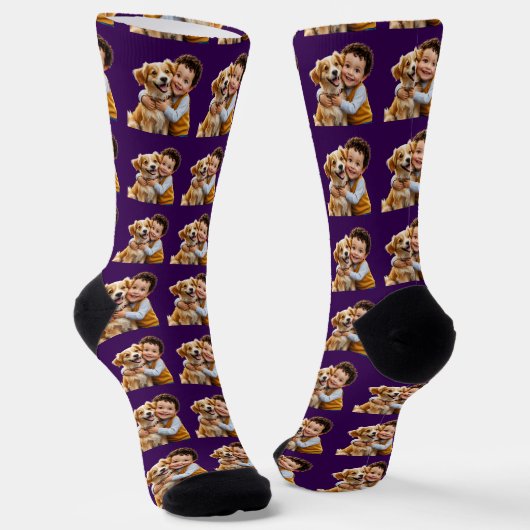 Lustiger benutzerdefinierter Gesichtsschnitt-Hunde Socken (Gewinkelt)