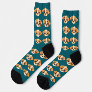 Lustiger benutzerdefinierter Gesichtsschnitt-Hunde Socken