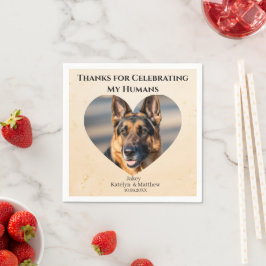Lustiger benutzerdefinierter Hund Herzrahmen Danke Serviette