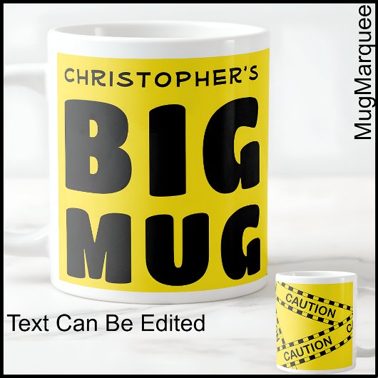 Lustiger benutzerdefinierter Name Große Tasse Warn