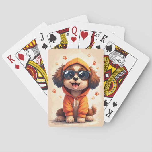 Lustiger Bernedoodle Kawaii Hund Spielkarten (Rückseite)