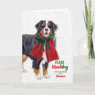 Lustiger Berner Sennenhund Flöhe Navidog mit Namen Feiertagskarte