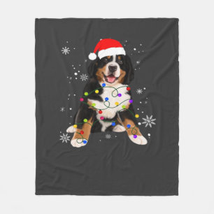 Lustiger Berner Sennenhund leuchtet Weihnachten Ma Fleecedecke
