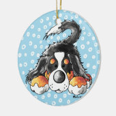 Lustiger Bernese GebirgshundeCartoon Keramikornament (Links)