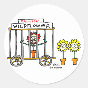 Lustiger bester Knospen-Wildblume-Cartoon Runder Aufkleber