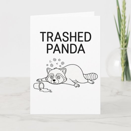 Lustiger Betrunkener Waschbär Trashed Panda Karte (Vorderseite)